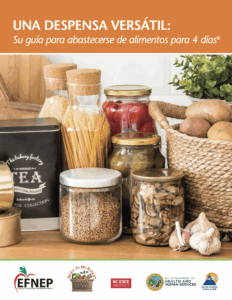 Cover of the guide showing an assortment of pantry items including jars, a tea tin, a wicker basket with potatoes, and some garlic bulbs on a wooden surface.