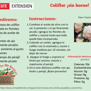 Recipe Referral Cards in Spanish