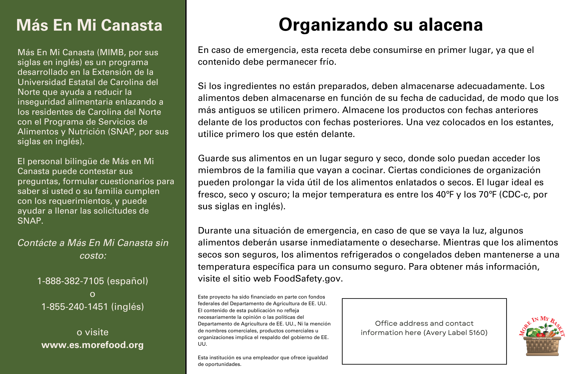 Noodles Handout - Spanish