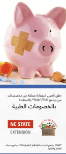 Flyer about medical expense deductions for SNAP/FNS with informational text and image of a piggy bank.