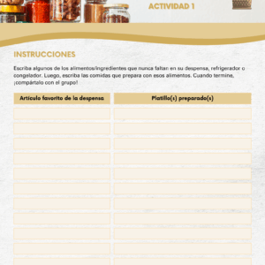 Pantry Favorites Activity – Spanish