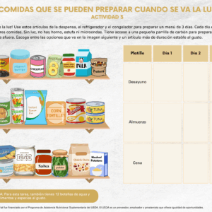 Power Out Meals Activity – Spanish